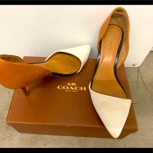 Coach leather canvas pumps
